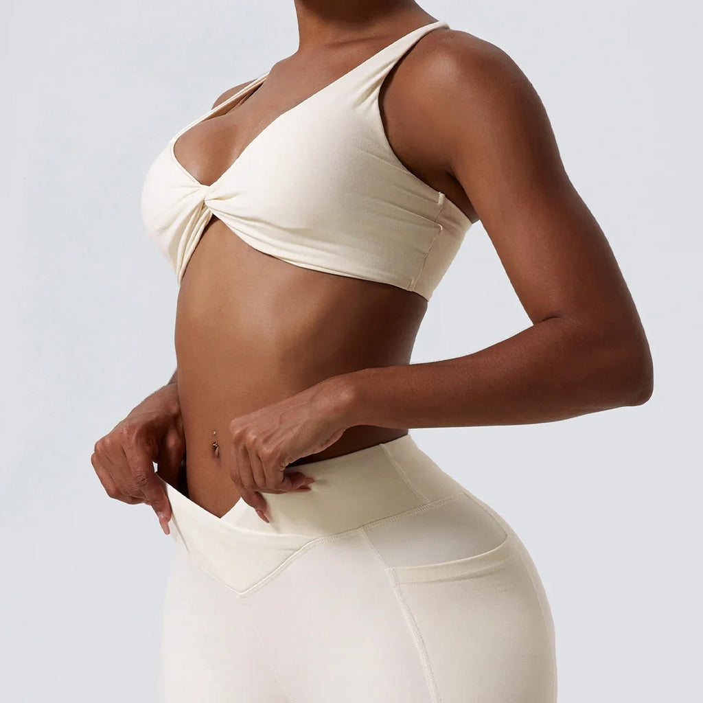 Hearuisavy Summer Sports Bra Shockproof Push Up Gym Top Women Quick-Dry Yoga Clothes Pleated Design Brassiere Workout Crop Top