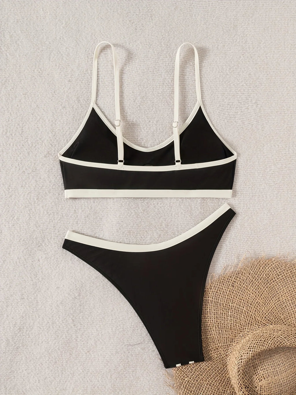 Sexy Black White Patchwork Bikini Set Women Hollow Out Push Up Bra Thong Swimwear 2026 Beach Holiday Bathing Suit Micro Swimsuit