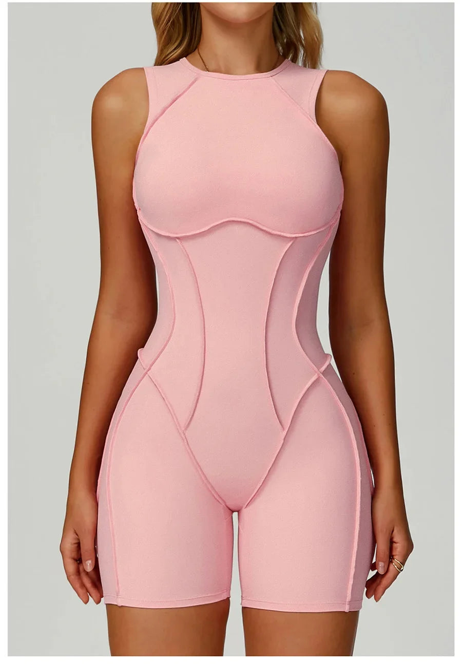 New Seamless Yoga Jumpsuits Sports Fitness Hip-lifting Backless Shorts One-piece Workout Gym Leggings Tracksuits for Women