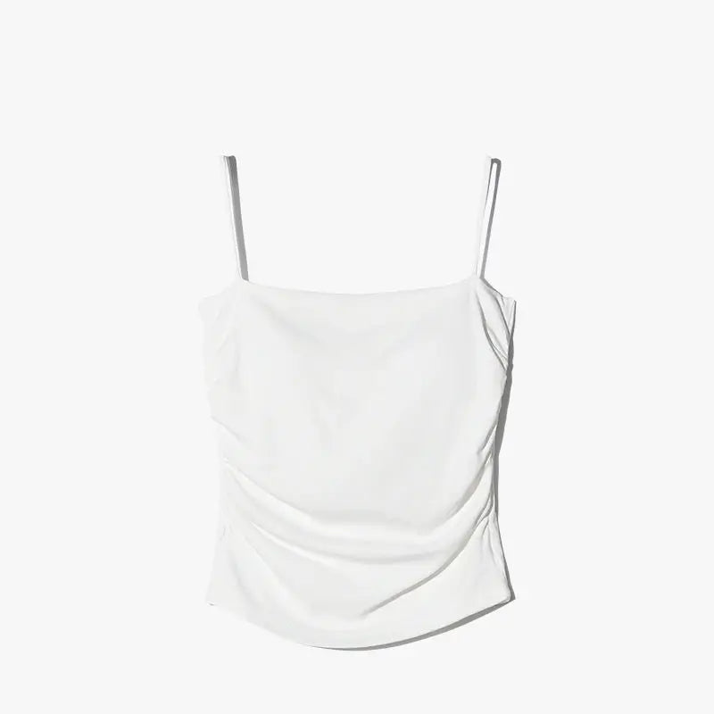 Summer Simple Women's Cotton Sling Camisole Crop Top Sleeveless Shirt Lady Bra Tank Tops Straps Skinny Girls Camisole Base Best