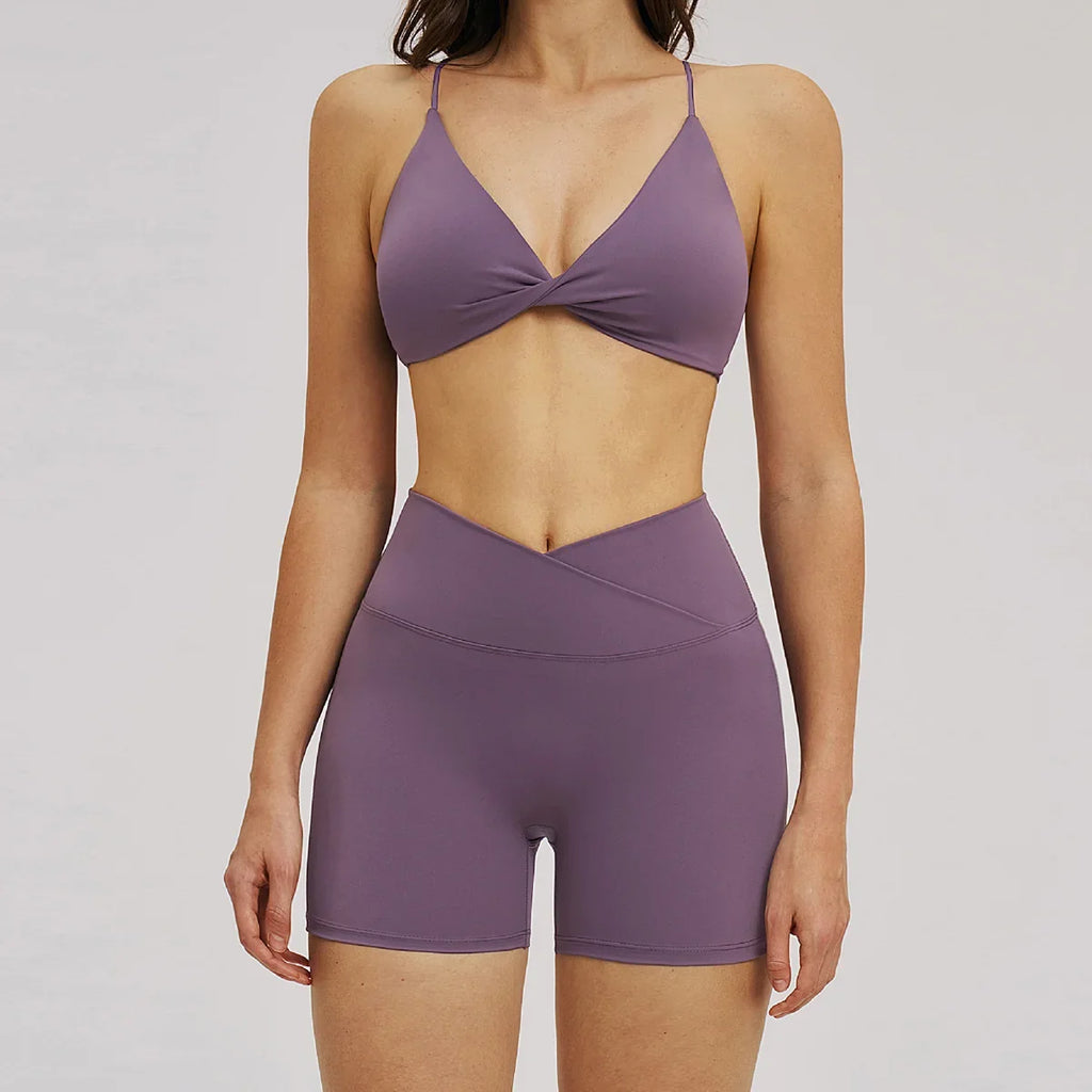 Women 2 Piece Gym Workout Set Female Bra Yoga Shorts Vest Fitness Wear Quick-Dry  Sports Bra Suits Sportswear Tracksuit Outfits