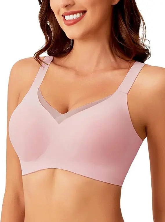 Women's Wire-Free Seamless Bra Full Cup Thin Molded Cup Beautiful and Comfortable Underwear Plus Up