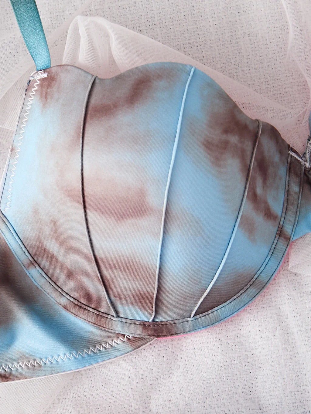 Women's Pastel Gradient Push up Bra Vertical Rib Shell Thin Cup Sexy Bra Comfort Underwire Lingerie Top