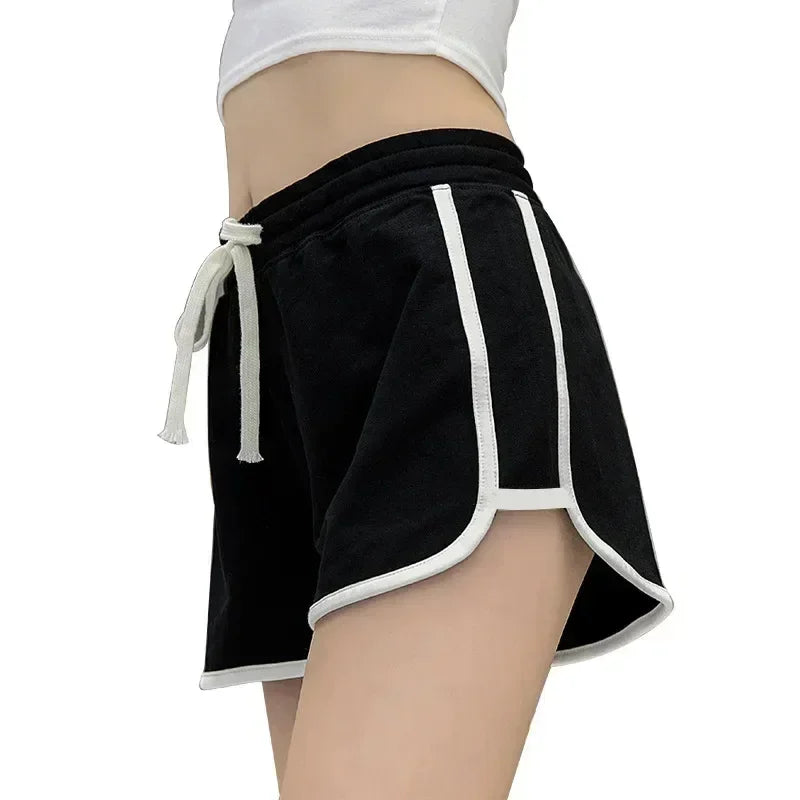 Women Striped Casual Shorts Korean Harajuku Loose All Match Sports Shorts Summer Fashion Simple Yoga Thin Mini Shorts Female