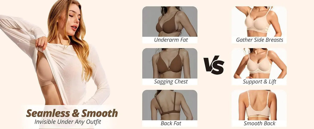 Women's Jelly Bra Wire-free Seamless 3/4 Cup and Thin Molded Bra Soft Support Underwear Comfortable Push-up Bra