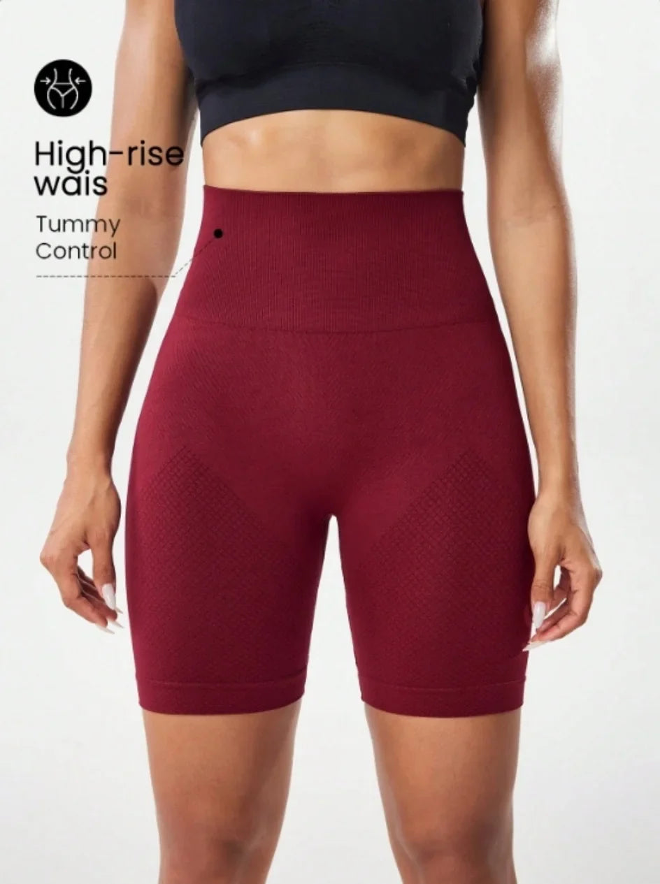 High waisted tight fitting sports shorts for women, fitness yoga pants, elastic and breathable running pants, fashionable and sl