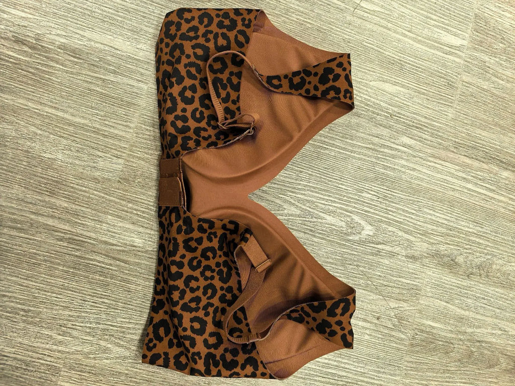 Women's Leopard Print Push-Up Seamless Bra Wire-Free Triangle Cup with Medium Mold Underwear Sexy and Comfortable Push-Up