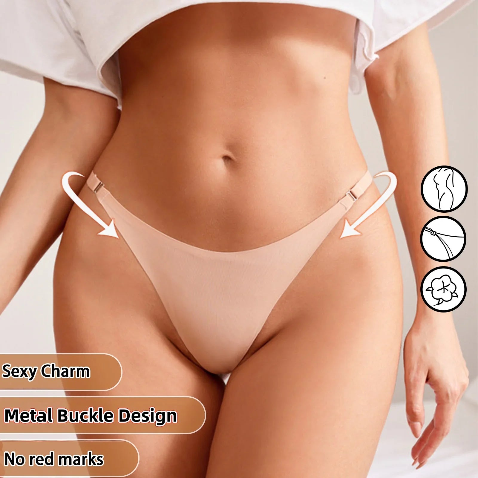 8 Pcs Women's Low Waist Thong Underwear - 4 Seasons Daily/Leisure/Commuting Wear, Elegant Sexy Solid Color, Simple Design
