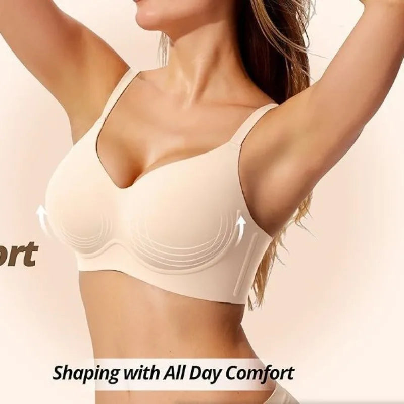 Women's Jelly Bra Wire-free Seamless 3/4 Cup and Thin Molded Bra Soft Support Underwear Comfortable Push-up Bra
