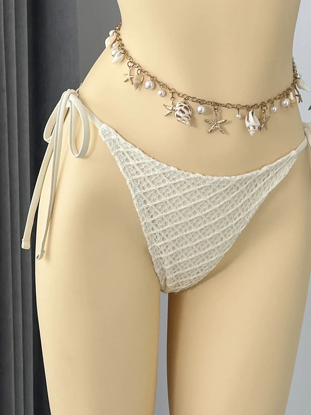Vintage Beige Black Mesh Skirt 3 Piece Bikini Set 2026 Women Metal Chain Strap Push Up Bra Swimsuit Beach Bathing Suit Swimwear
