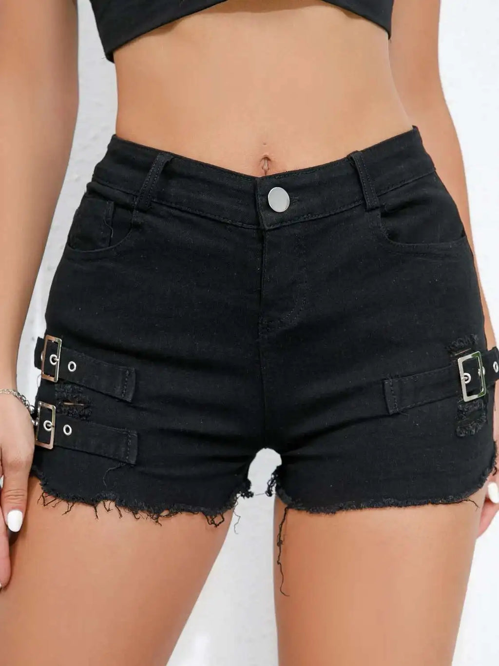 New High-Waisted Sexy Pants Denim Shorts Jeans  Solid Color Thin Charming Elegant Pure Desire Shorts For Woman Beautiful 5AML