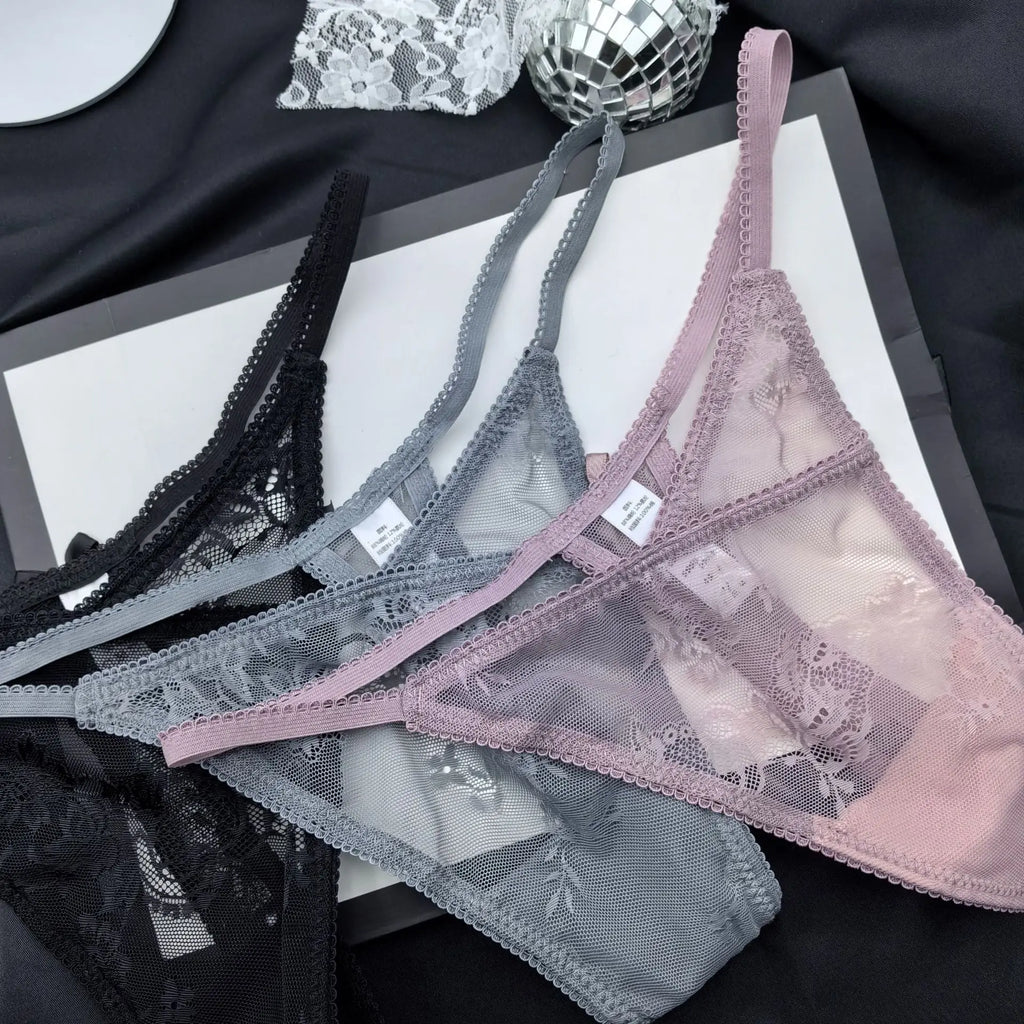 Girls Sexy G String Panties Women Lace Briefs Hollow Out Underwear Thong High Quality Transparent Underpants Lingerie Intimates