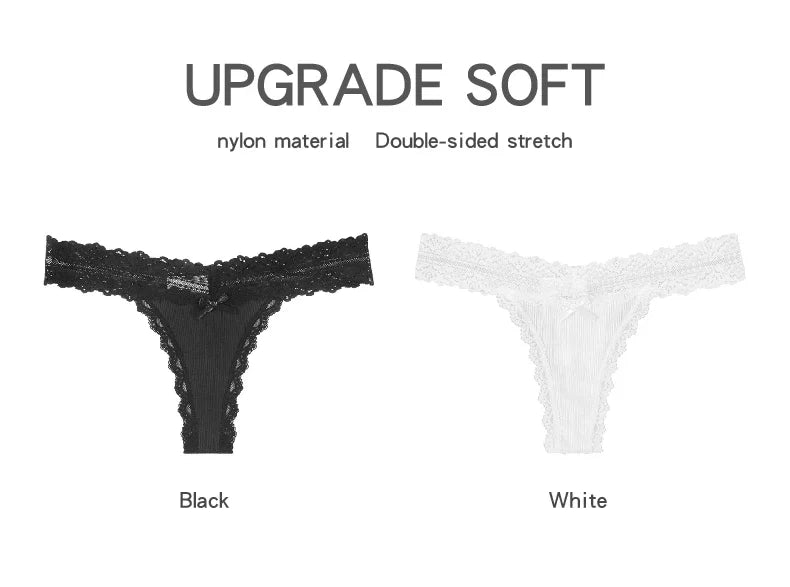 6pcs/Set Perspective Floral Panties Women Lace Thongs Low Waist Comfortable Solid Ladies G-string Bow Female Sexy Underwear