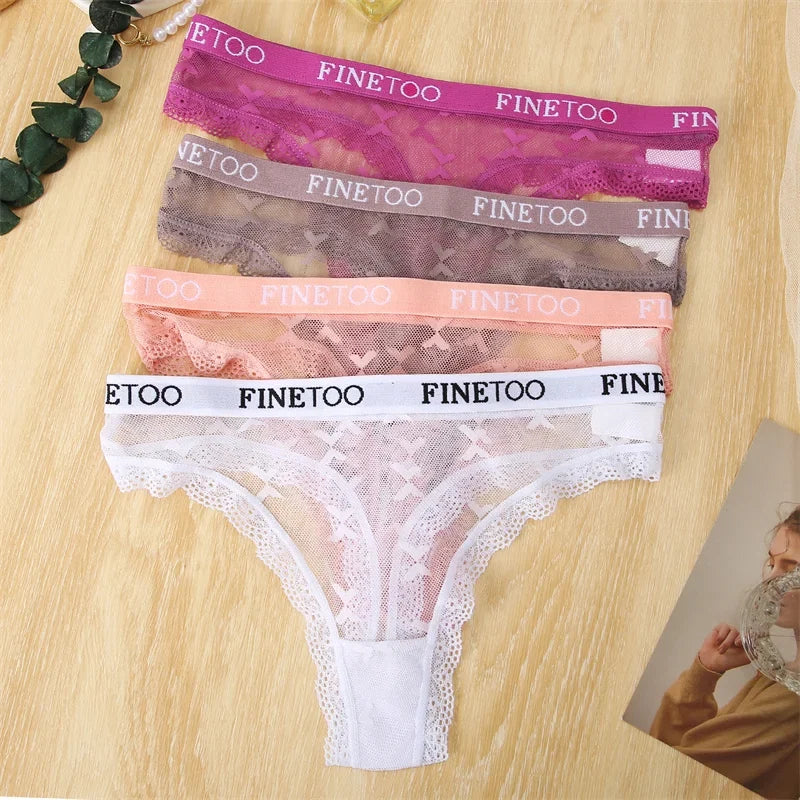 New 3Pcs Lace Thongs Women Floral G-string Underwear Trendy Letter T-Back Underpants Sexy Low Waist Bikini Panties Ladies Panty