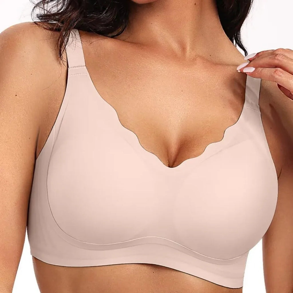 Women's Wavy Smooth Bra Wire-free and Seamless Bra Supports Side Breast Prevents Sagging Comfortable and Pushes Up