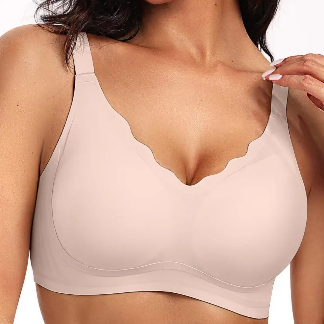 Women's Wavy Smooth Bra Wire-free and Seamless Bra Supports Side Breast Prevents Sagging Comfortable and Pushes Up