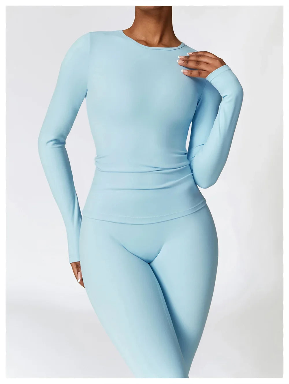 NCLAGEN Long Sleeve Workout Top Gym Pilates Clothes Women Active Wear Sports Shirt Elastic Fitness Yoga Clothing Running Shirts