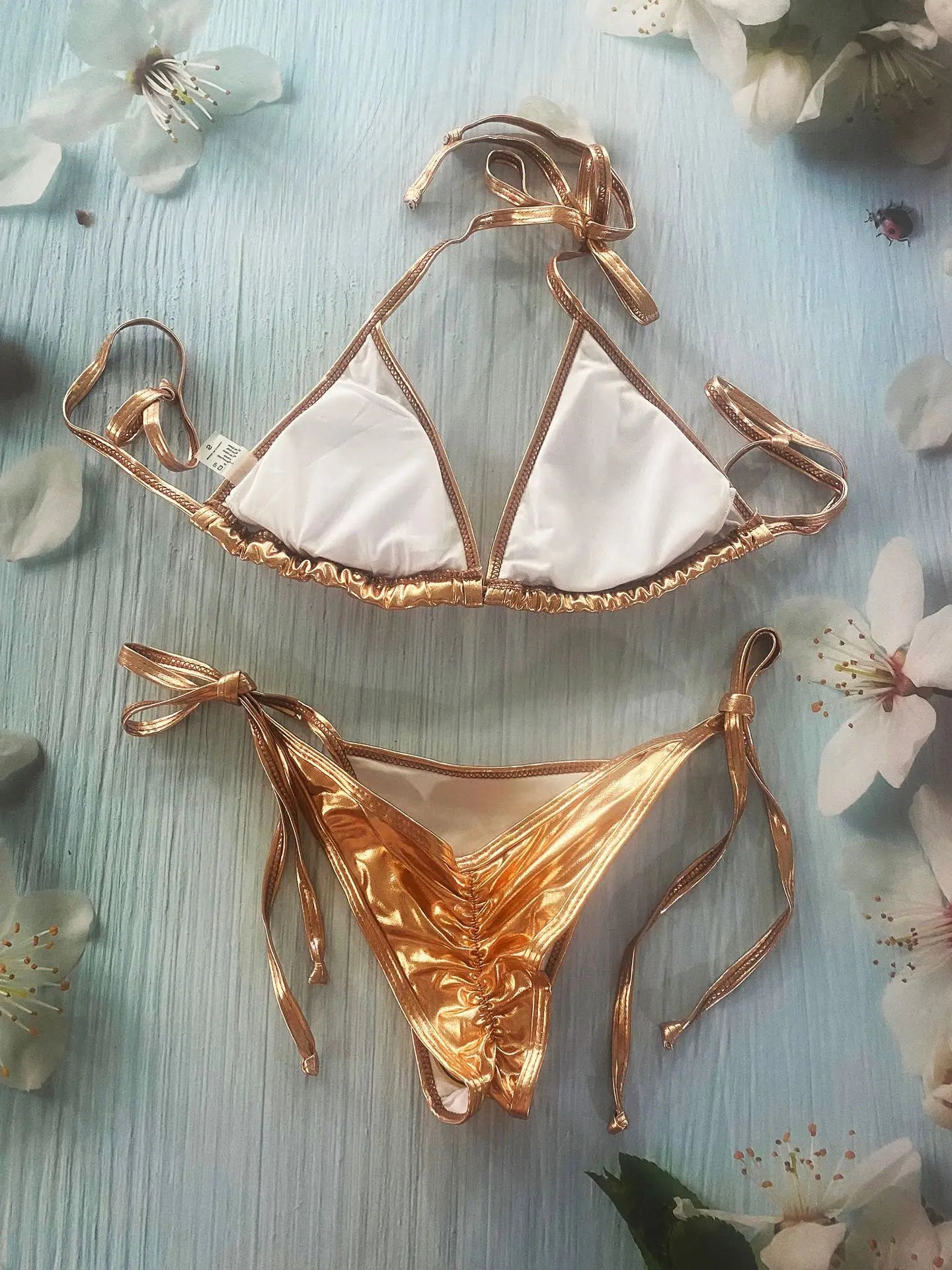 Shiny Swimwear Women Halter Bathers Bling Sequin Bikini Set Cut Out Push Up Padded Bathing Suit Thong Swimwear Glitter Biquini