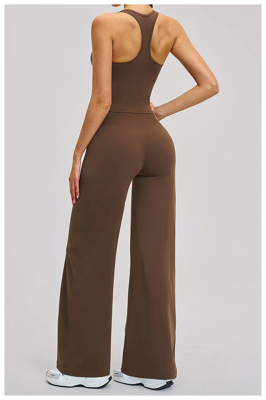 2 Piece Yoga Clothes Women Tracksuit Athletic Wear Pilates Fitness Suit Gym Workout Sets Push Up Sports Vest Wide Leg Pant Suit