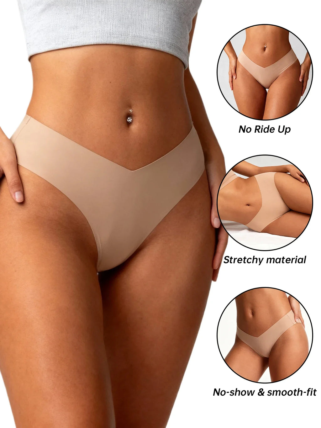 American Women's High Waist Seamless Bra and Panties Set Underwear Breathable Comfort Briefs S-2XL Thong Soft Underwear