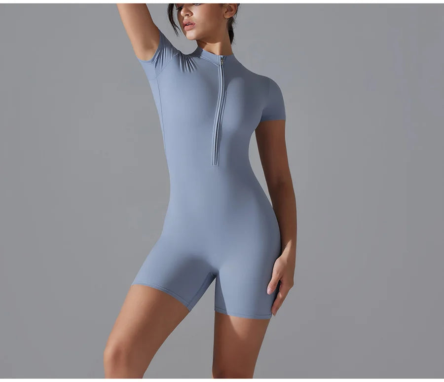 Yoga suit women jumpsuit One-Piece Suit short sleeved shorts Gym Push Up Workout Clothes Fitness Bodysuit Sportswear Tracksuit