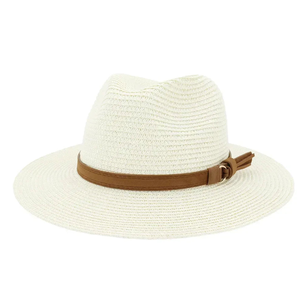 New Big Size 59-60CM Panama Hat Summer Sun Hats for Women Man Outdoor Beach Straw UV Protection Cap Chapeau Jazz Trilby Cap