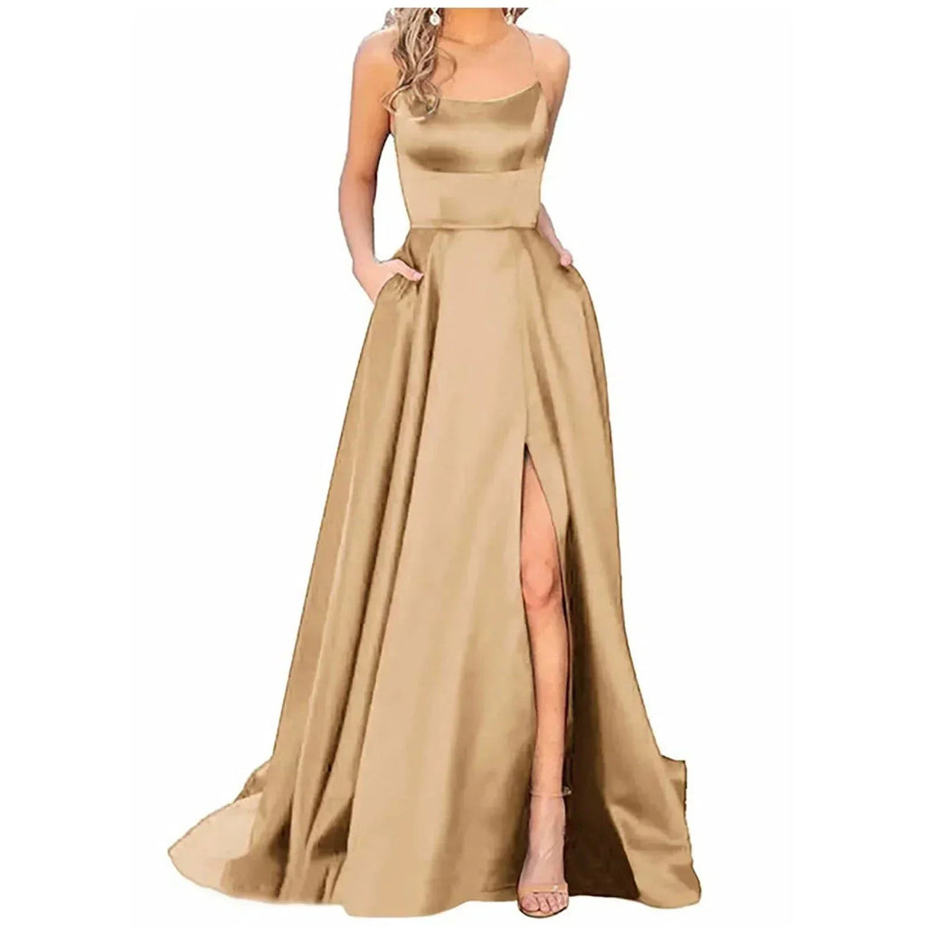 Navy Blue Bridesmaid Dress For Weddings Woman Guest 2024 Sexy Spaghetti Straps Split Prom Party Gowns Long Maid Of Dresses