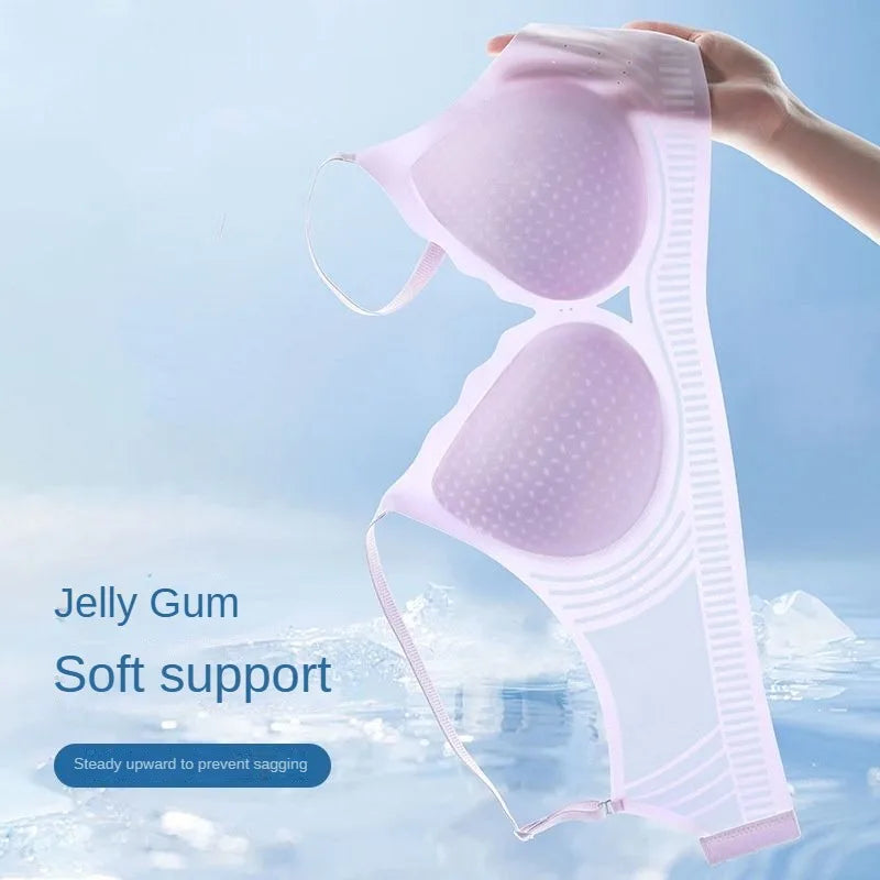 Ultra-thin Ice Silk Seamless Underwear Women's Small Breast Gathering Wireless Breast-Reducing Cooling Beautiful Back Bra