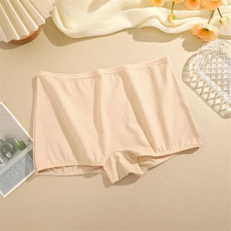 4Pcs/Set Women's Cotton Boxers Panties Seamless Sports Underwear Female Solid Color Cozy Lingerie Intimate Underpants XS-XL