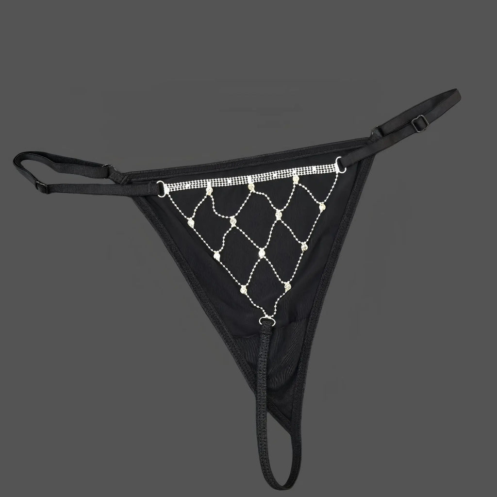 Rhinestones Metal Chain Sexy Women Panties Gem G String Girls Briefs Thong Lace Erotic Female Underwear Low Waist Intimates