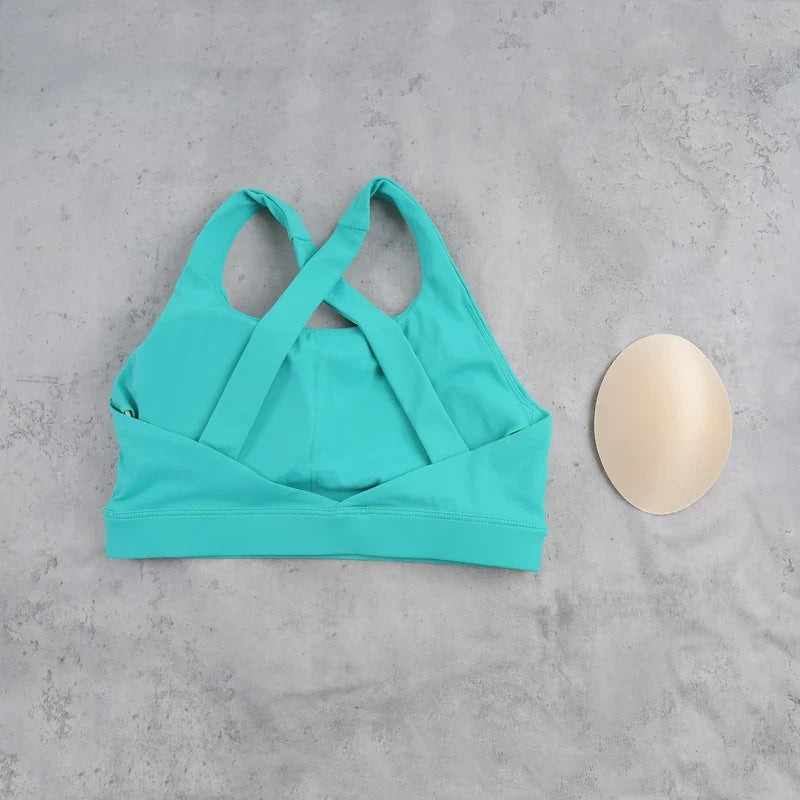 DIAS FIT JOY Cloud feeling wide shoulder strap cross beauty back removable padding sports bra Pilates cycling fitness