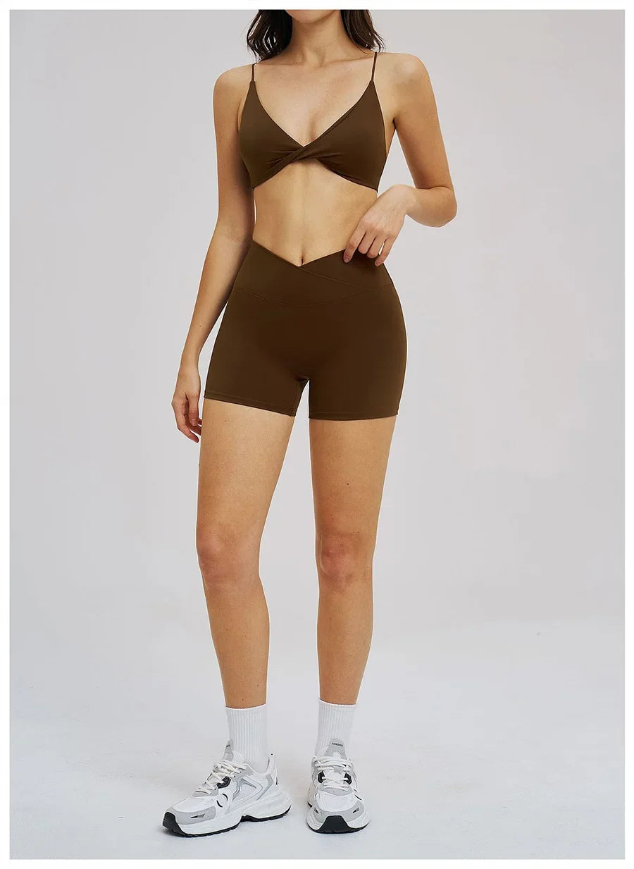 Women 2 Piece Gym Workout Set Female Bra Yoga Shorts Vest Fitness Wear Quick-Dry  Sports Bra Suits Sportswear Tracksuit Outfits