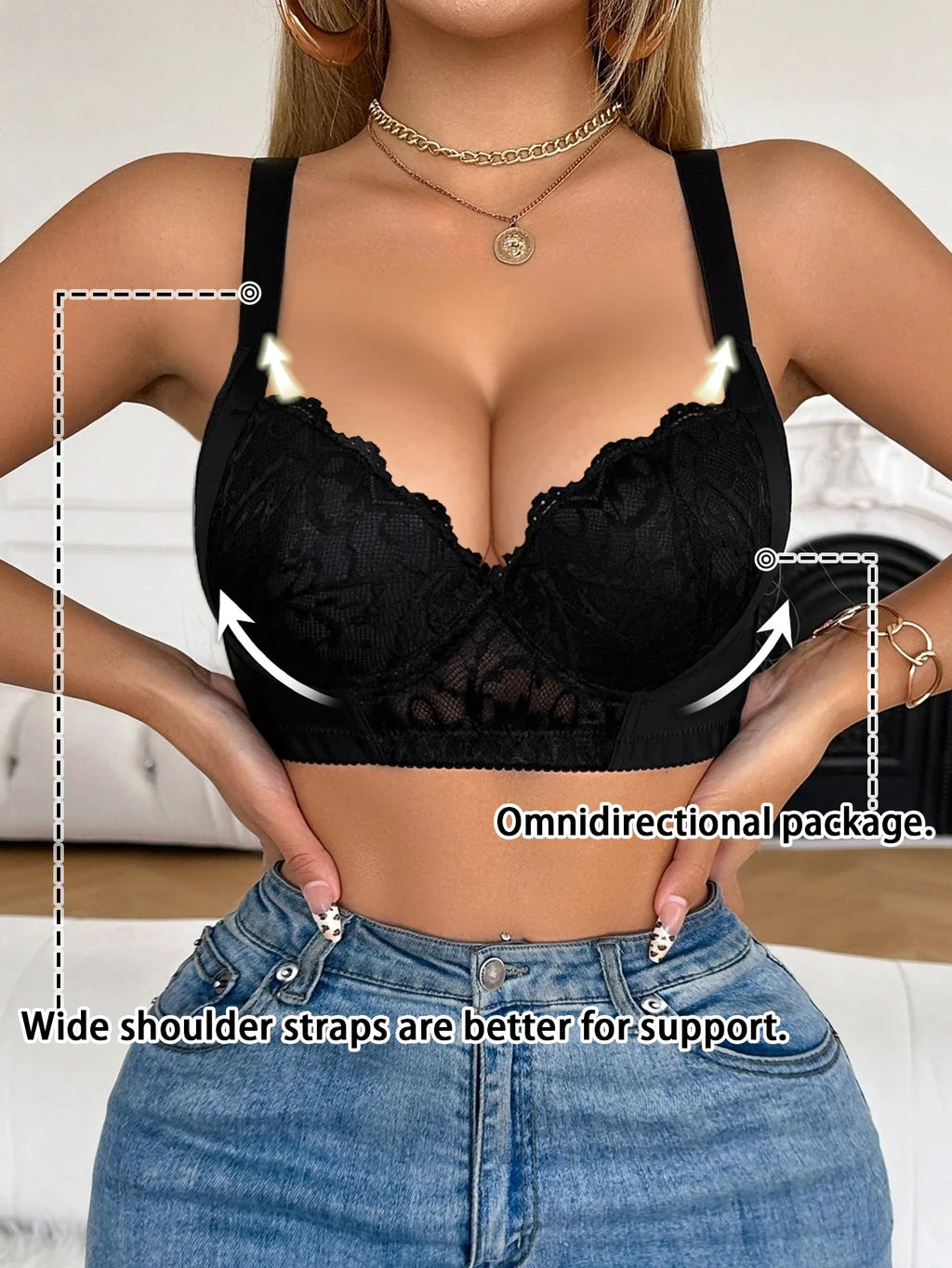 Push UP Bra for Women Lace Trim B C Cup Padded Bust Enhancing sexy bras Side Support Function Comfortable bra