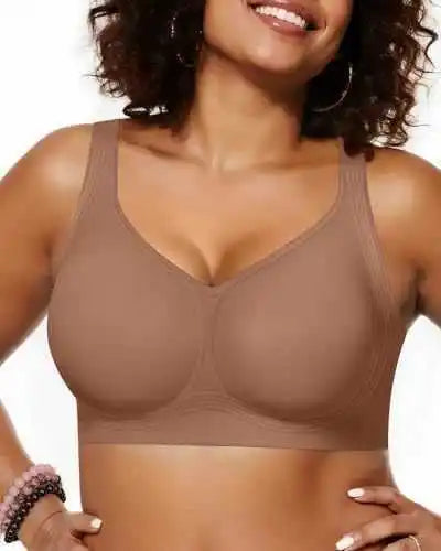 Womens Wireless Jelly Seamless and Wire-free Bra Supportive Full Cup Soft Support Comfortable and Breathable Bra Plus Up