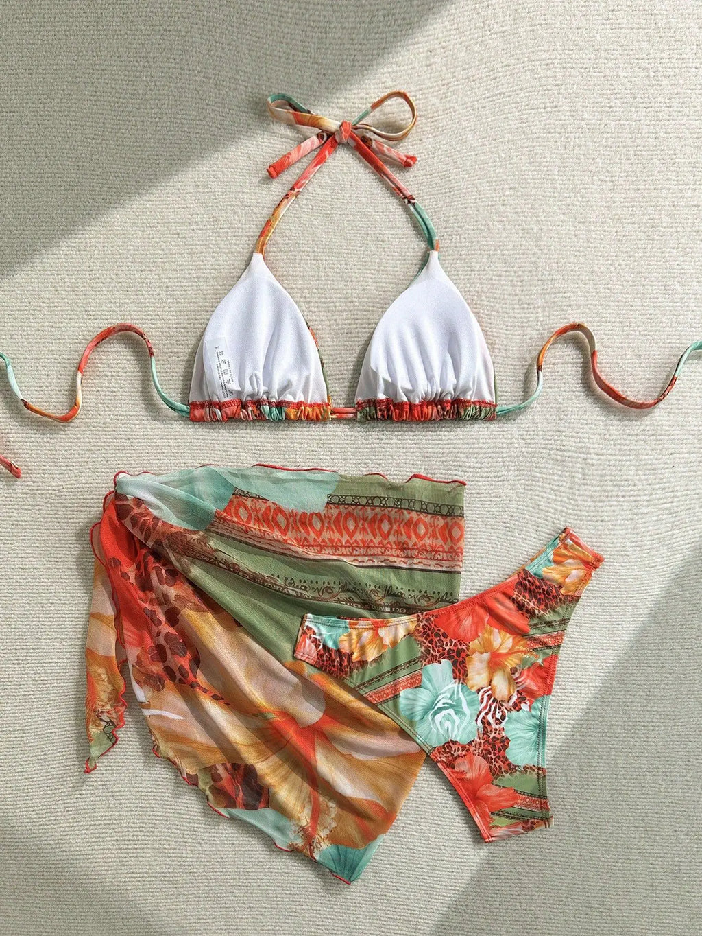 Sexy Skirt 3 Piece Bikinis Sets 2026 Women Orange Floral Tiger Print Push Up High Waist Swimsuit Bathing Suit Swimwear Biquini
