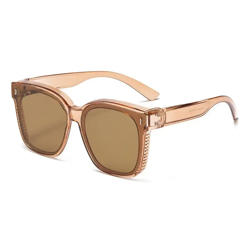 Fashion Square Polarized Sunglasses Cover Over Myopia Prescription Glasses Portable Men Women Vintage Fishing Driving Eyewear ﻿