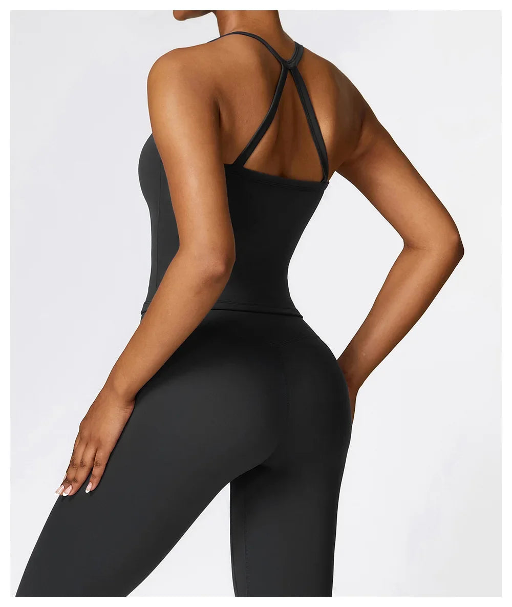 Strappy Sports Bra For Women Gym Workout Tops Sexy Yoga Bra Gather Fitness Push Up Training Running Female Sport Vest
