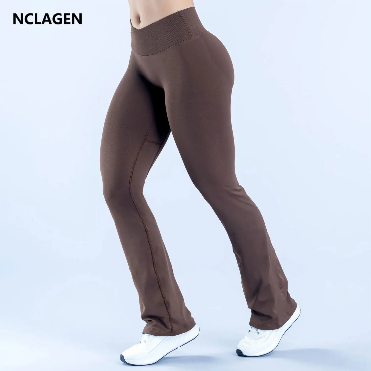 NCLAGEN Vision Flares Women Seamless Gym Yoga Pants High Cross Waist Fashion Sports Leggings Fitness Wide-leg Workout Trousers