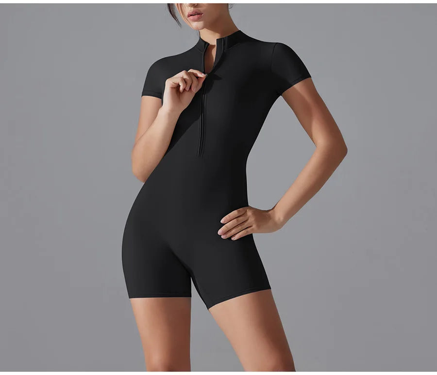Yoga suit women jumpsuit One-Piece Suit short sleeved shorts Gym Push Up Workout Clothes Fitness Bodysuit Sportswear Tracksuit