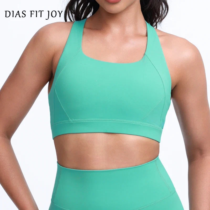 DIAS FIT JOY Cloud feeling wide shoulder strap cross beauty back removable padding sports bra Pilates cycling fitness