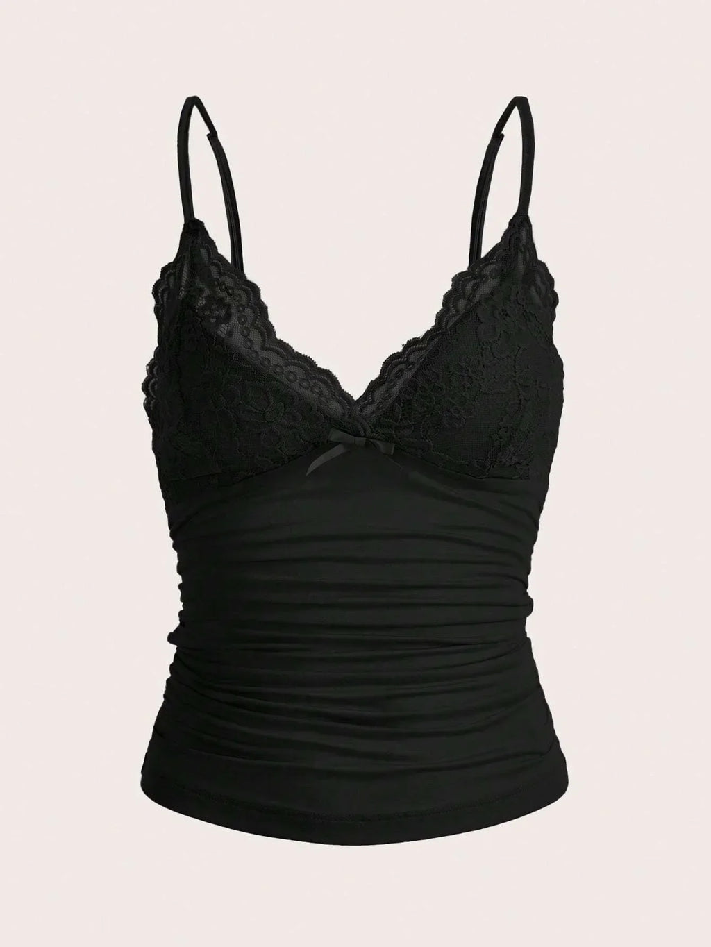 Sexy Contrast Lace Bow Front Crop Cami Top Women 2024 Summer Grunge Punk Y2K Clothes Ruched Skinny Backless Tee Shirt