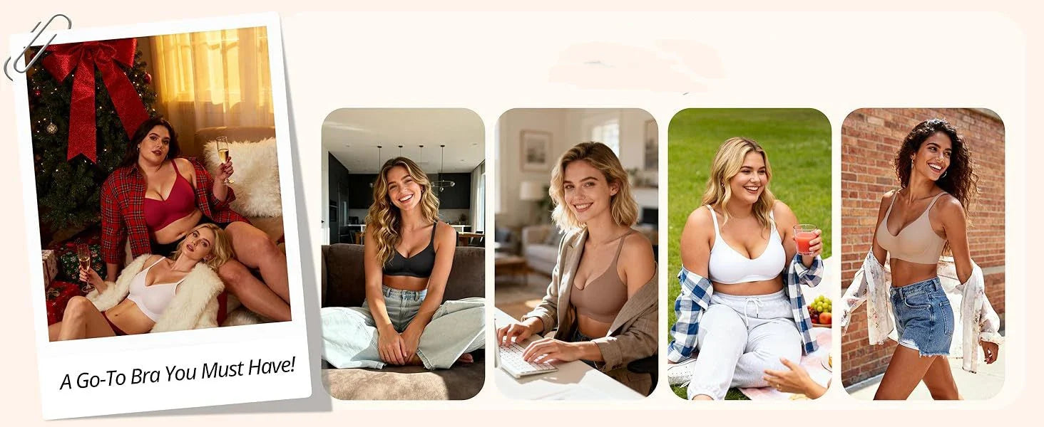 Women's Jelly Bra Wire-free Seamless 3/4 Cup and Thin Molded Bra Soft Support Underwear Comfortable Push-up Bra