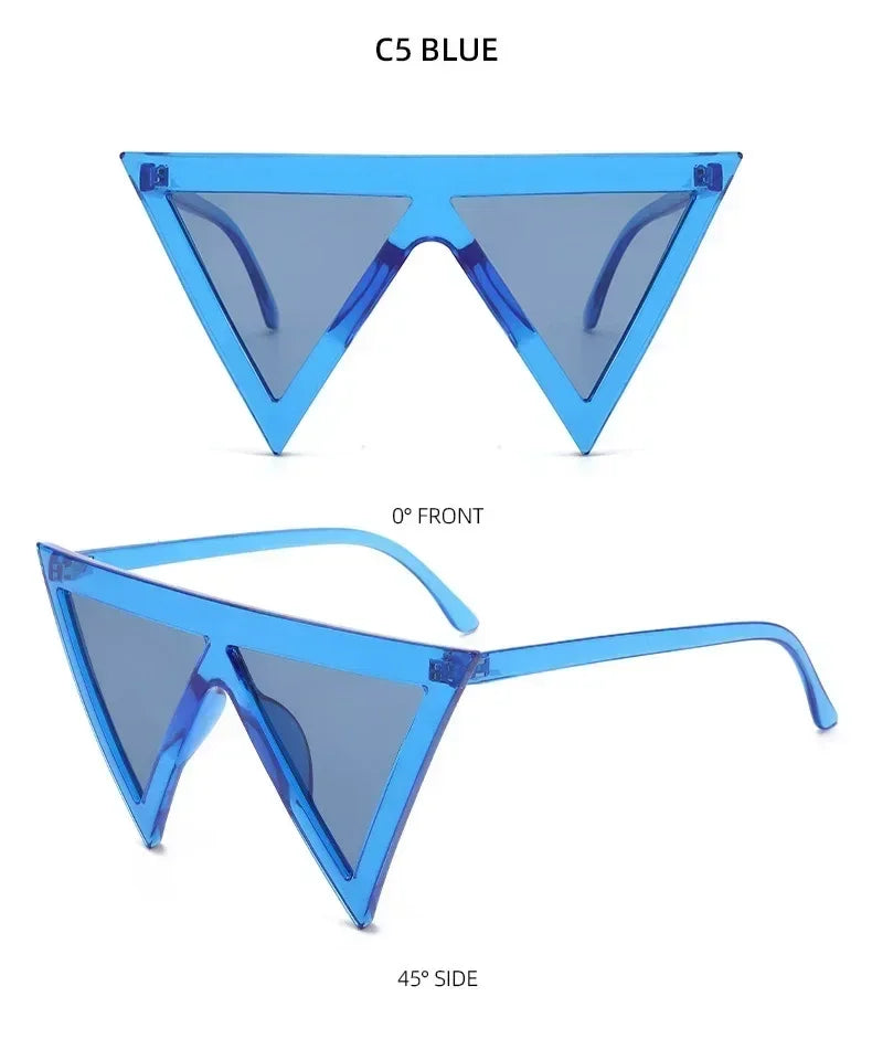 Oversized Triangle Punk Shiled Sunglasses Women Big Frame 2025 Luxury Brand Windproof Eyewear For Ladies UV400 Goggle Shades