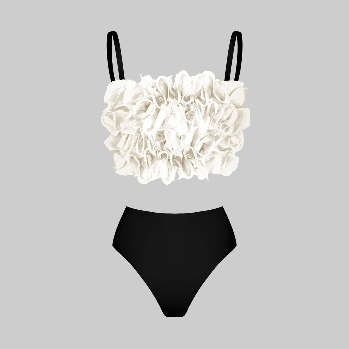 2025 Solid Red Flower Bikini Swimsuit Luxury Women Swimwear Sexy Swim Suit Deep V Monokini Off Shoulder Bodysuit Bathingsuit