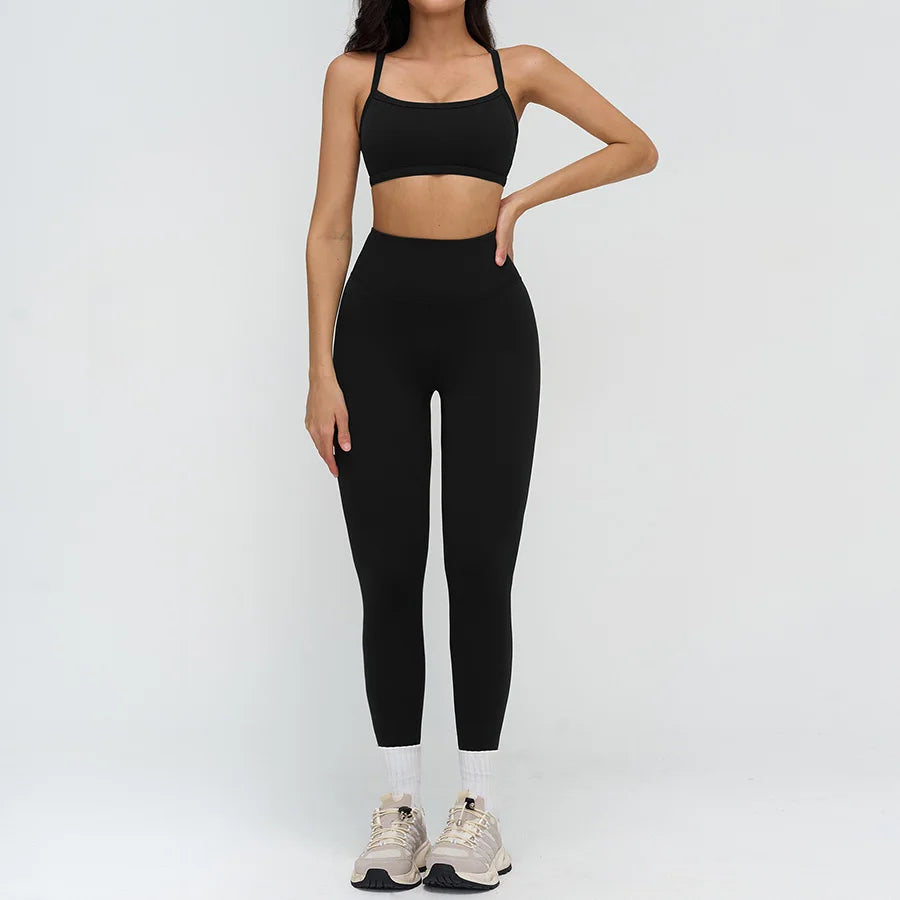 Yoga Clothes Set 2PCS Gym Crop Top Women Outfits Sports Bra High Waist Legging Fitness Suit Running Workout Tracksuit Sportswear