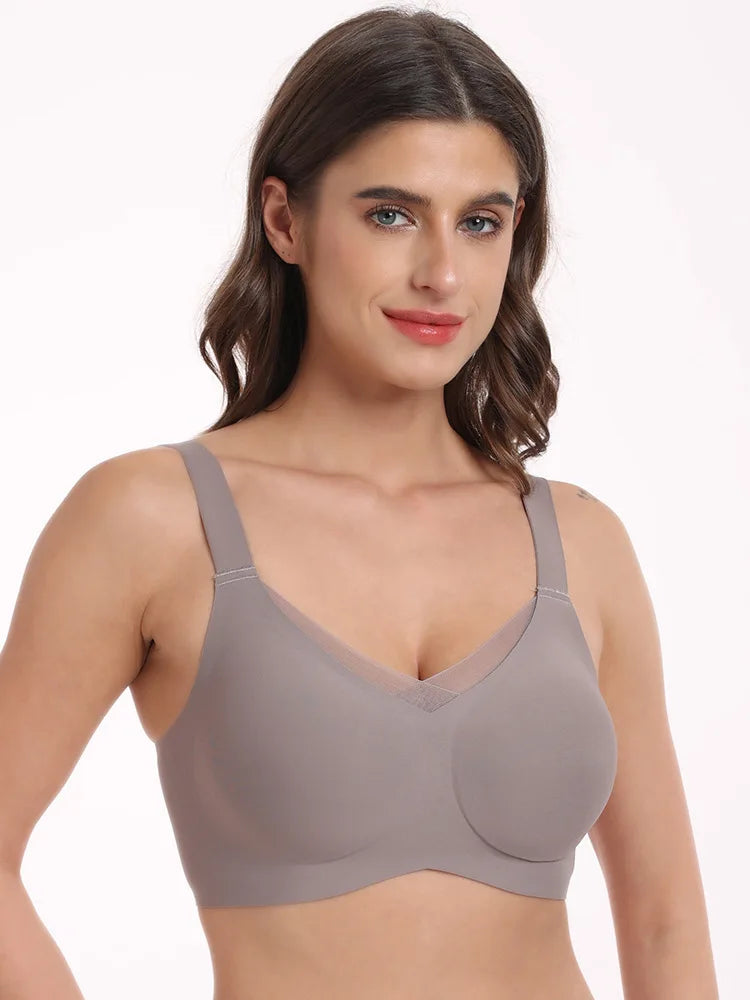 Women's Wire-Free Seamless Bra Full Cup Thin Molded Cup Beautiful and Comfortable Underwear Plus Up