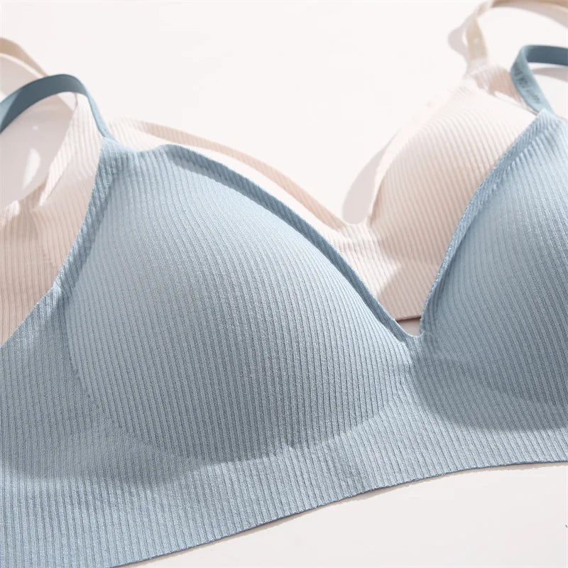 Deep V Knitting Bra Women Wireless Bras Sexy Padded Bralette Ladies Comfortable Brassiere Female Soft Underwear 6 Colors 2023