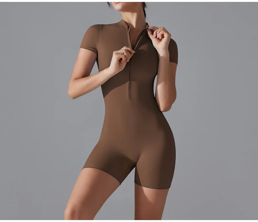 Yoga suit women jumpsuit One-Piece Suit short sleeved shorts Gym Push Up Workout Clothes Fitness Bodysuit Sportswear Tracksuit