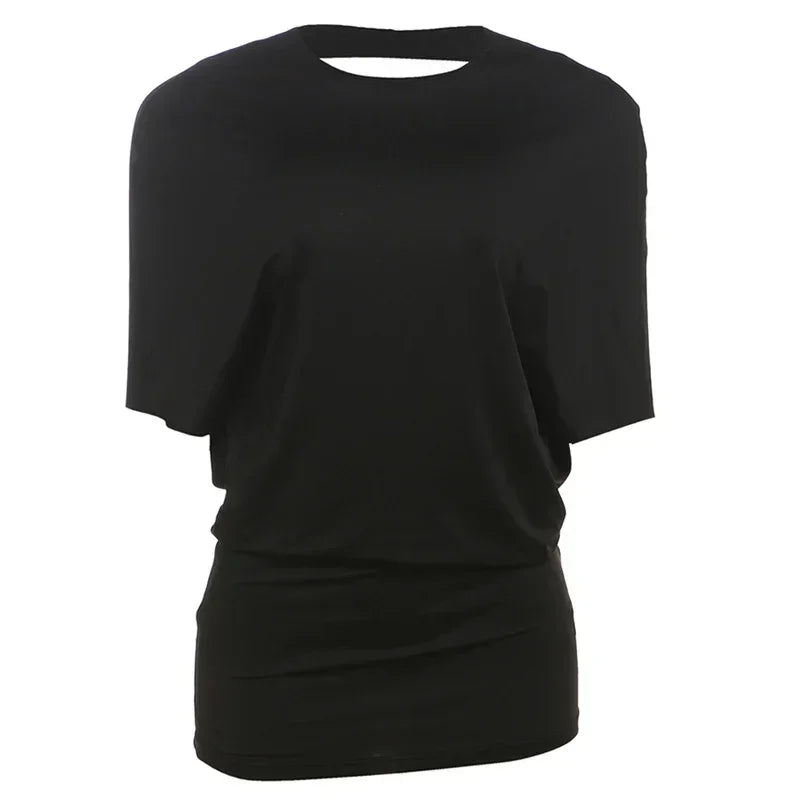 Nibber o-Neck Sexy Backless Mini Dress Women Y2K Solid Trend Style Half Sleeve Spicy Girls Street Midnight Fashion Slim Outfits