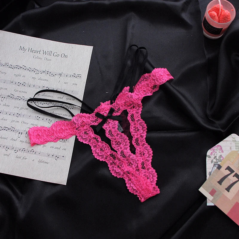 Lace G string Sexy Briefs Panties Women Underwear Hollow Out Thong High Quality Transparent Underpants Lingerie Girls Intimates